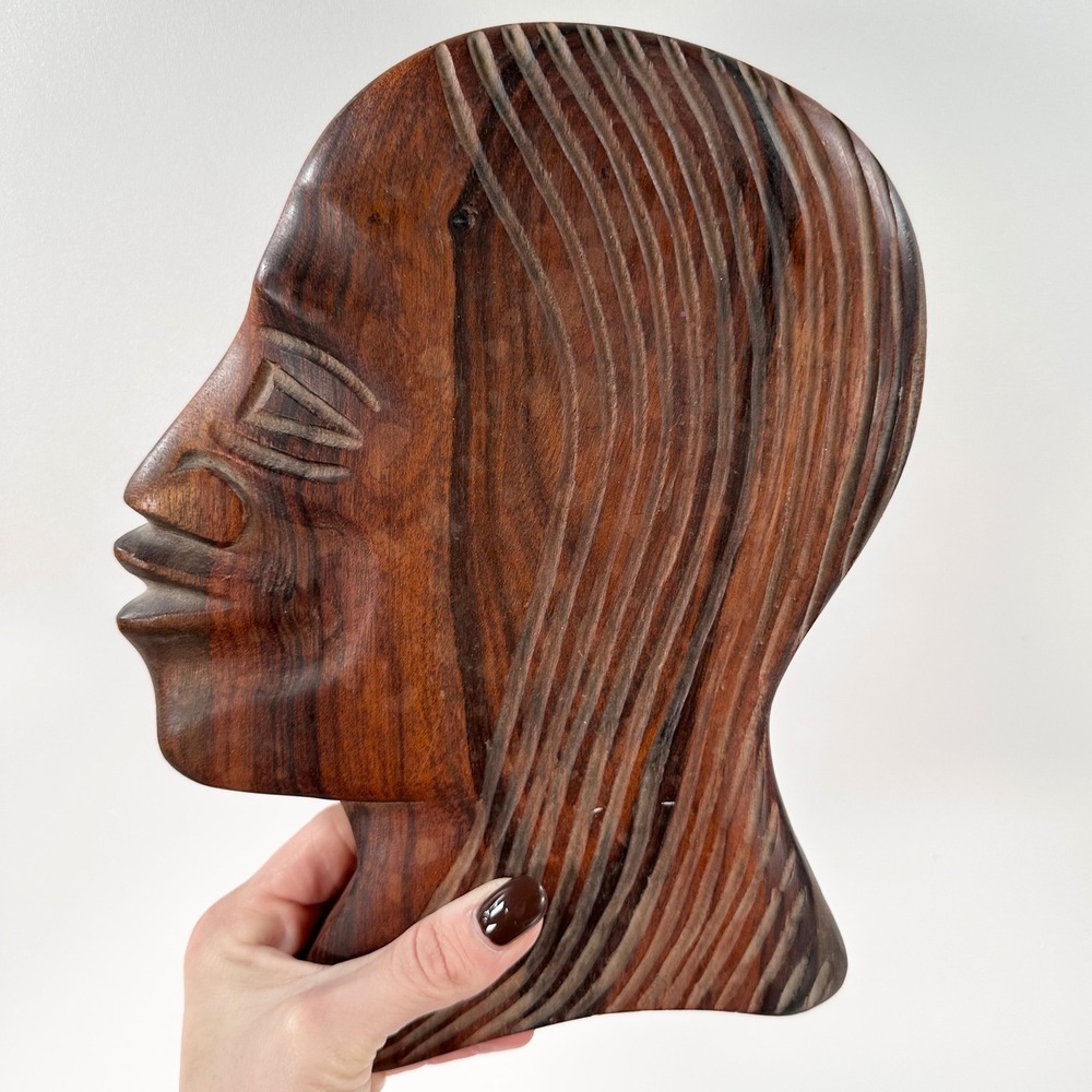 Vintage Hand Carved Wooden Bust Mask Tribal Primitive African